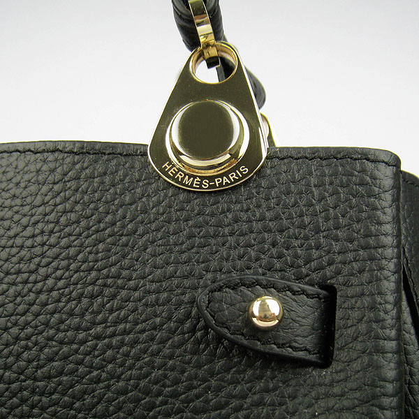 Replica Hermes New Arrival Double-duty leather handbag Black 60668 - Click Image to Close